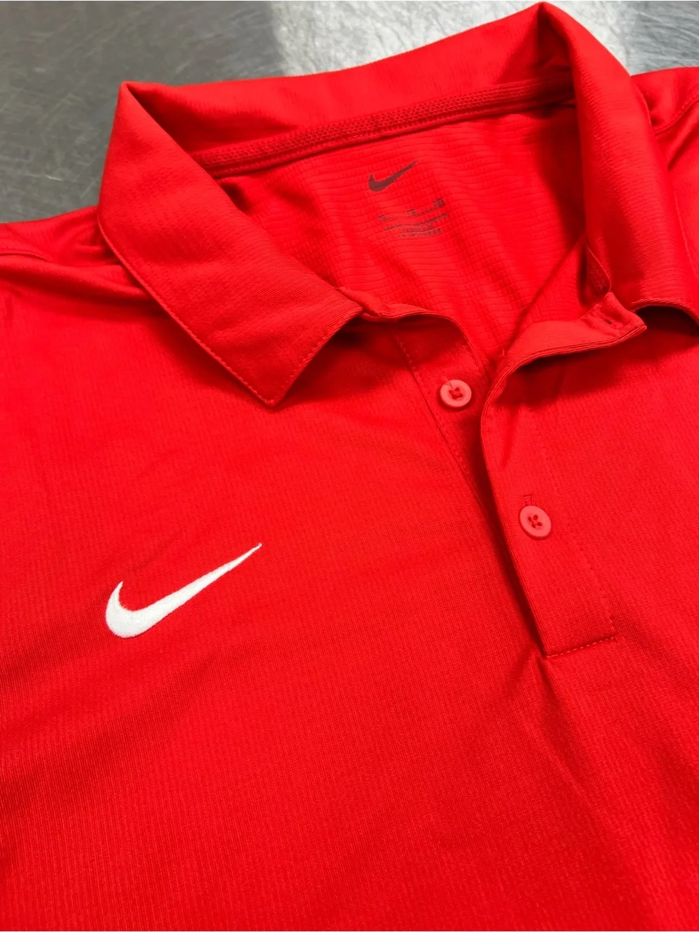Nike Dri Fit Red Polo with White Swoosh Mens XL